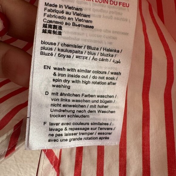 Esprit Red and White  Striped High Low Cotton Blend Button Up Women's Size Small - Picture 6 of 10